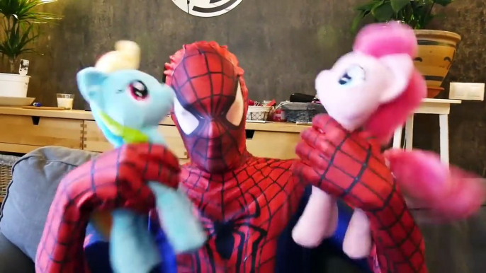 Spiderman vs Mini Joker Nerf Prank! w/ Frozen Elsa, My Little Pony, Spidergirl Snake & Fun Superhero