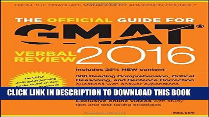 Read Now The Official Guide for GMAT Verbal Review 2016 with Online Question Bank and Exclusive