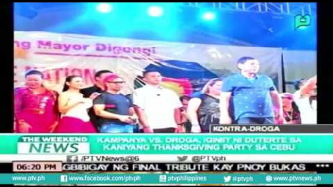 Kampanya vs droga, iginiit ni Pres.-elect Duterte sa kaniyang 'Thanksgiving Party' sa Cebu