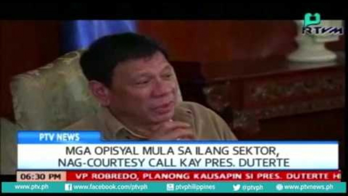 [PTVNews-6pm] Mga opisyal mula sa ilang sektor, nag-courtesy call kay Pres. Duterte [07|14|16]