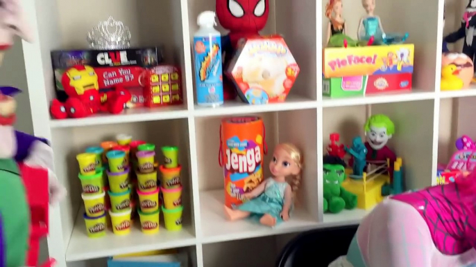 Spiderman vs Joker vs Frozen Elsa - Frozen Elsa Pink Spidergirl Rainbow Hair! - Funny Superheroes :)