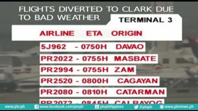 Flights diverted to Clark due to bad weather