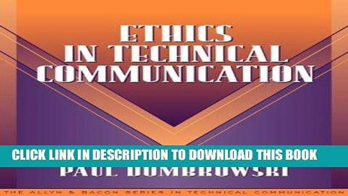 Ebook Ethics in Technical Communication (Part of the Allyn   Bacon Series in Technical