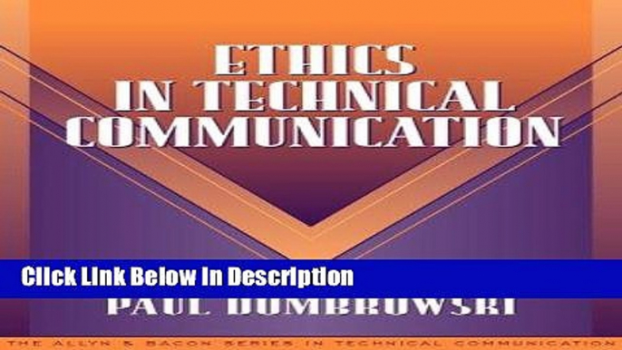 [PDF] Ethics in Technical Communication (Part of the Allyn   Bacon Series in Technical