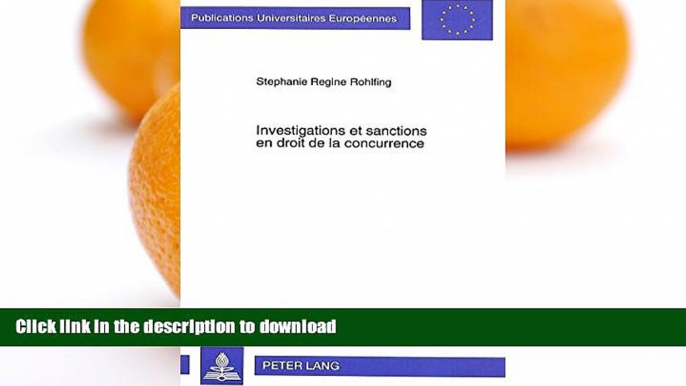 FAVORITE BOOK  Investigations et sanctions en droit de la concurrence: Etude de droit comparÃ©