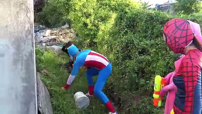 Gunfight between Three Spidey Frozen Elsa vs spiderman Joker Fun Superheroes movie in real life