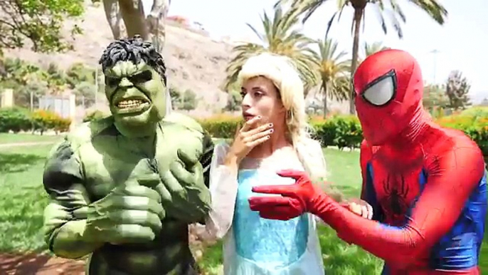 Elsa becomes Stronger gets Hulk MUSCLES w Spiderman vs maleficent Thor anna