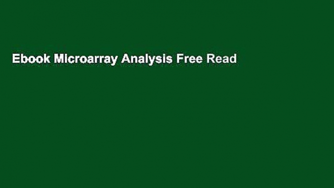 Ebook Microarray Analysis Free Read