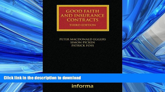 FAVORITE BOOK  Good Faith and Insurance Contracts (Lloyd s Insurance Law Library) FULL ONLINE