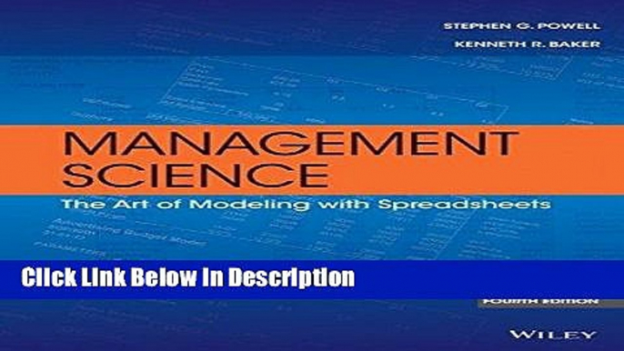 [Download] Management Science: The Art of Modeling with Spreadsheets [PDF] Online