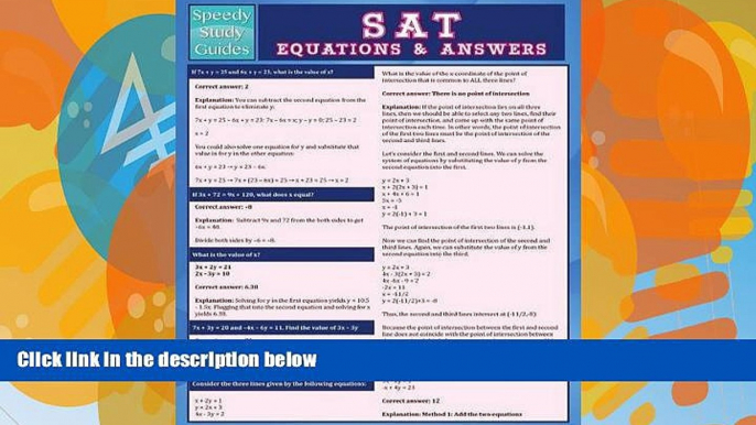 Big Sales  SAT Equations   Answers (Speedy Study Guide)  Premium Ebooks Best Seller in USA