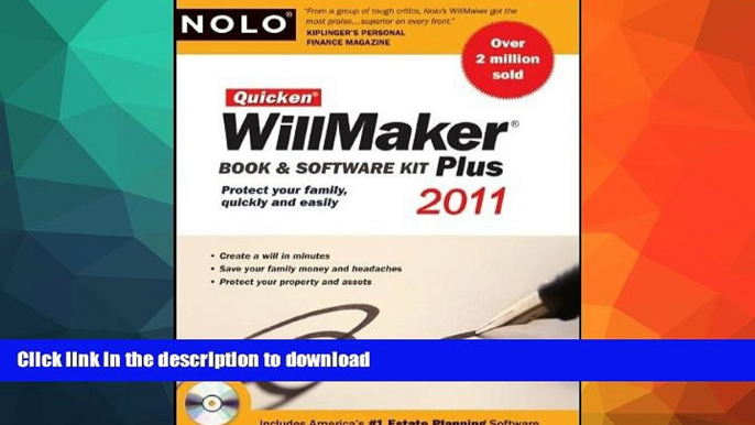 FAVORITE BOOK  Quicken Willmaker 2011 Edition: Book   Software Kit (Quicken Willmaker Plus) FULL