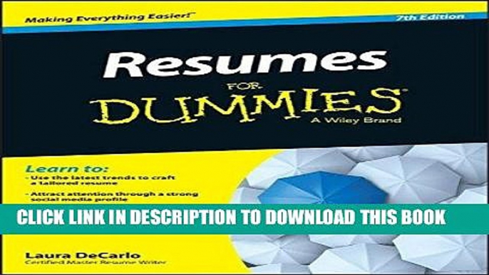 [FREE] Download Resumes For Dummies PDF Kindle