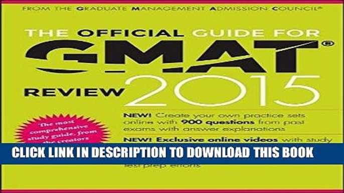 [FREE] Ebook The Official Guide for GMAT Review 2015 with Online Question Bank and Exclusive Video