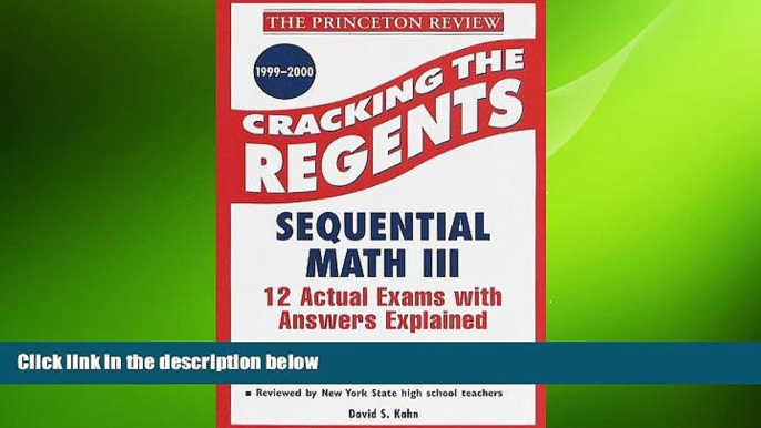 READ book  Princeton Review: Cracking the Regents: Sequential Math III, 1999-2000 Edition