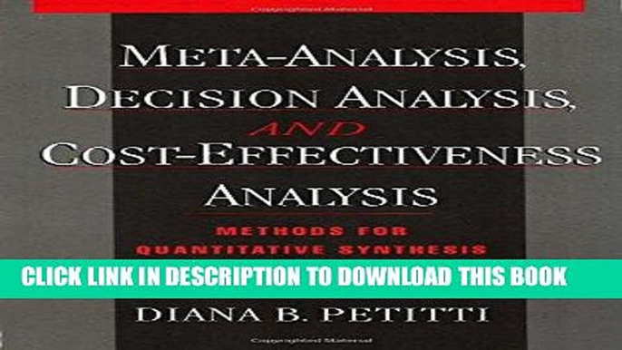 [READ] Kindle Meta-Analysis, Decision Analysis, and Cost-Effectiveness Analysis: Methods for