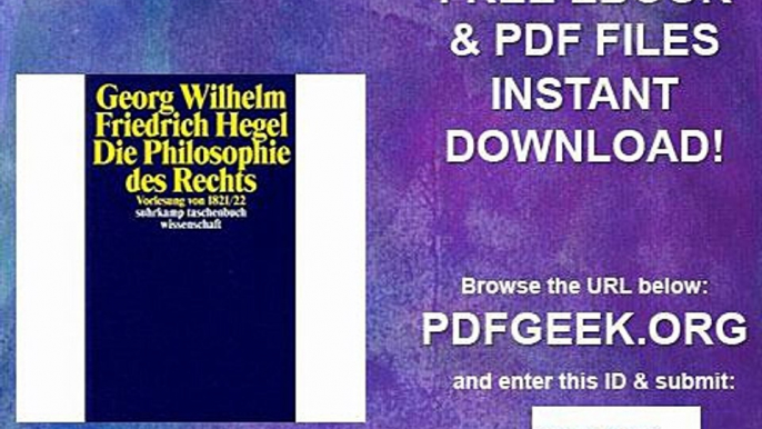 Die Philosophie des Rechts Vorlesung von 1821-22 (suhrkamp taschenbuch wissenschaft)