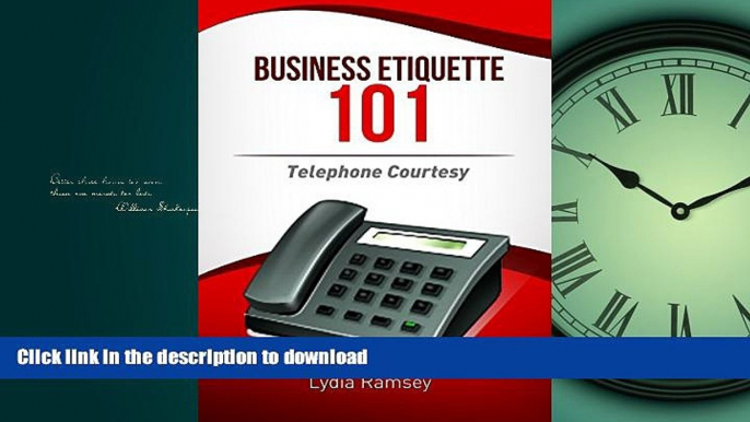 READ THE NEW BOOK Business Etiquette 101: Telephone Courtesy READ NOW PDF ONLINE