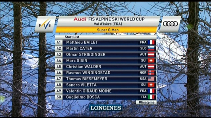 Alpine Skiing 2016-17 Val d'Isere  SuperG Men's Full Race