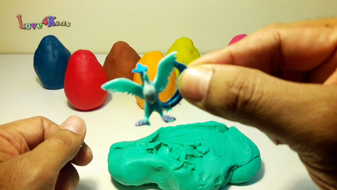 Play and learn colors with Play Doh surprise egg pokemon and fun toys for kids