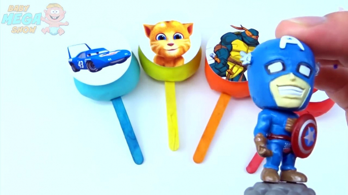 Lollipop Play Doh Clay Smiley Face Spiderman Cars 3 Capitan America TMNT Talking Tom