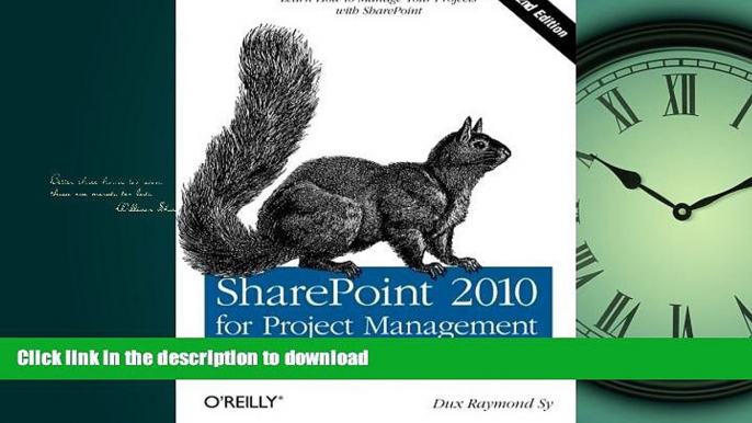 READ THE NEW BOOK SharePoint 2010 for Project Management: Learn How to Manage Your Projects with