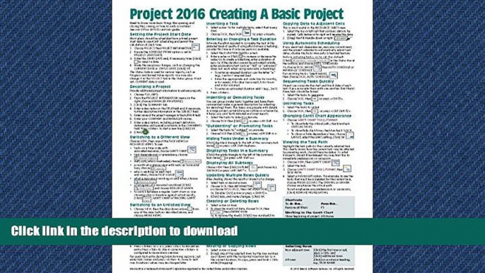 EBOOK ONLINE Microsoft Project 2016 Quick Reference Guide Creating a Basic Project - Windows