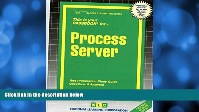 Pre Order Process Server(Passbooks) (Career Examination Passbooks) Jack Rudman On CD