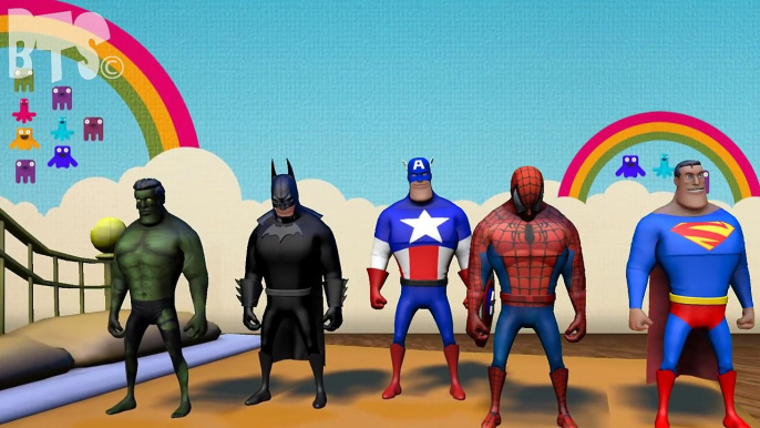 Five Little Monkeys Nursery Rhyme Song -  Spiderman, Batman, Hulk, Superman & Captain America