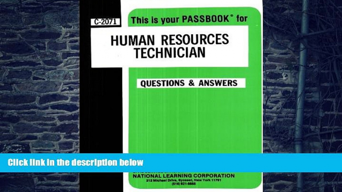 Best Price Human Resources Technician(Passbooks) (Career Examination Passbooks) Jack Rudman On Audio