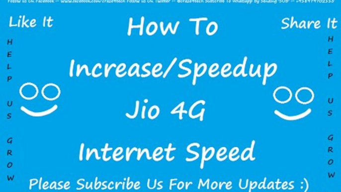 How To Speedup or  Increase Reliance  Jio 4g Internet Speed