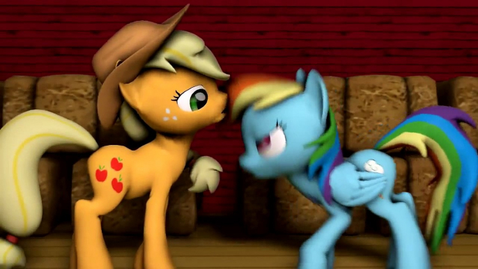 Applejack and Rainbow Dash Have A Hoof Wrestle