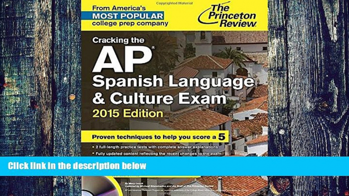 Download Princeton Review Cracking the AP Spanish Language   Culture Exam with Audio CD, 2015