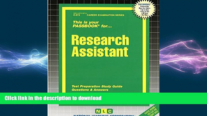 Hardcover Research Assistant(Passbooks) (Passbook for Career Opportunities)