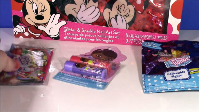 Minnie Mouse Glitter & Sparkle Nail Art SET! Paint with 6 Nail Polishes GEMS! Lip Balm! SHOPKINS