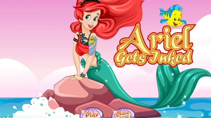 Ariel makes a tattoo in the form of an octopus! Cartoon girls! Childrens games and cartoons!
