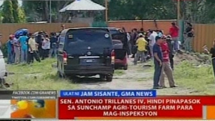 Sen. Antonio Trillanes IV, hindi pinapasok sa Sunchamp Agri-Tourism farm para mag-inspeksyon