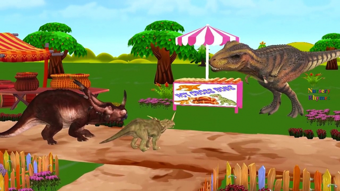 Dinosaurs Cartoon Singing Finger Family Nursery Rhymes And Wheels On The Bus Go Round And Round