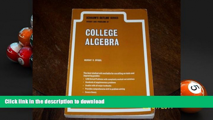 Read Book Schaum s Outline of Theory and Problems of College Algebra Including 1940 Solved