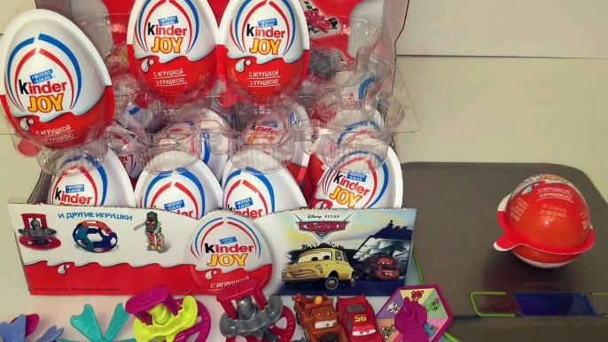 Киндер Сюрприз Джой Дисней Тачки new На русском Языке,Unboxing 24 Kinder Joy Disney Cars.