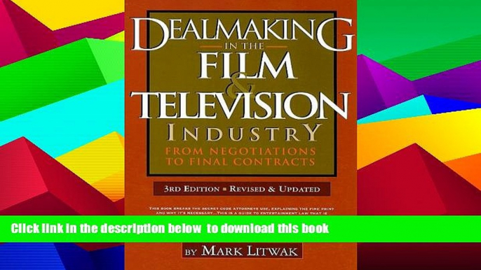 BEST PDF  Dealmaking in the Film   Television Industry: From Negotiations to Final Contracts, 3rd