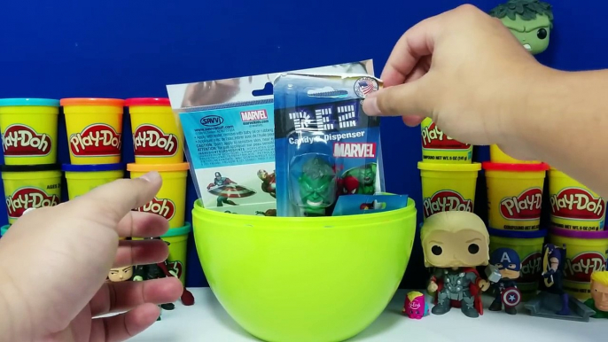 GIANT HULK Surprise Egg Play Doh - Avengers Toys Funko Pop Minecraft DC Comics Mashems