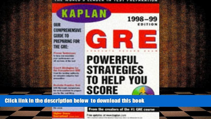 READ book  KAPLAN GRE 1998 99 WITH CD ROM: GRADUATE RECORD EXAM (Kaplan Gre Exam (Book   CD-Rom))