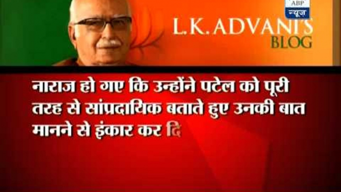 Controversy over Advani's claims about Sardar Patel in his latest blog