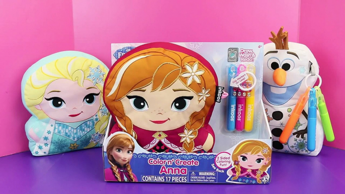 Frozen Anna COLOR N CREATE & Elsa Let It Go Dress Doll Disney Princess Plush & Olaf DisneyCarToys