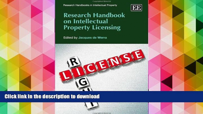 BEST PDF  Research Handbook on Intellectual Property Licensing (Research Handbooks in Intellectual