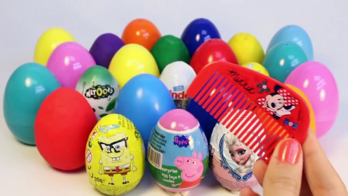 SURPRISE EGGS PEPPA PIG FROZEN MICKEY MOUSE SPONGEBOB DORA ANGRY BIRDS KINDER SURPRISE PLAY DOH EGGS