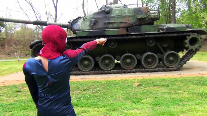 SPIDER-MAN VS TANK !! Fun Spiderman Superheroes Movie In Real Life 2016 Fun Spiderman Superhero IRL