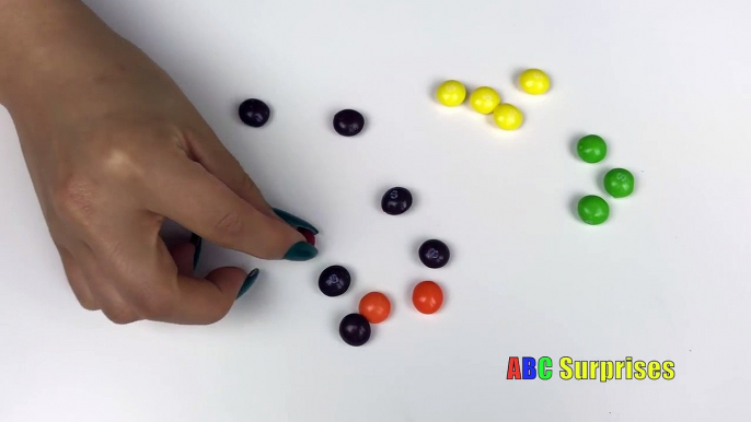 Learn to Count with Candy Skittles M&M Snickers Butterfinger Shopkins Egg Surprise Toys learn colors