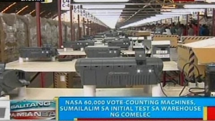 Nasa 60,000 vote-counting machines, sumailalim sa initial test sa warehouse ng Comelec